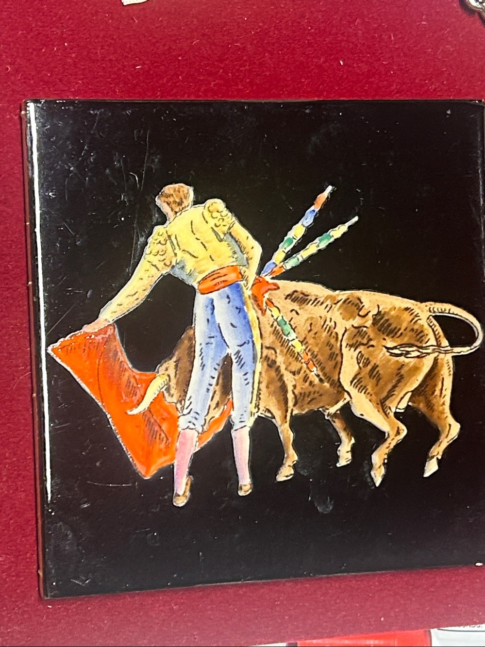 Black Matador Bullfighting Wall Art Tile - Decorative Home Art